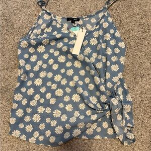 Papermoon Blue and White Camisole with Tie Front Wrap